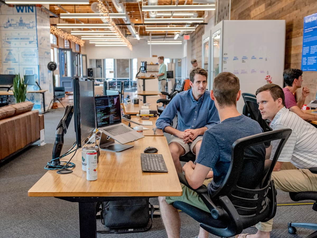 Business leaders collaborating around a table